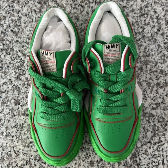 Maison Mihara Yasuhiro Mens Green Leather Parker Chunky Sole Low Top Sneakers - Picture 10 of 14